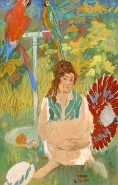 Parrots And Woman With A Parasol