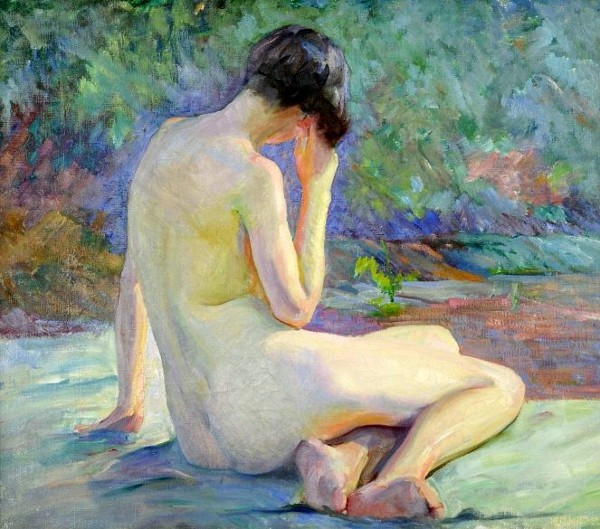 Seated Nude As Seen From Her Back.