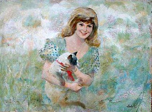 Young Woman With Cat
