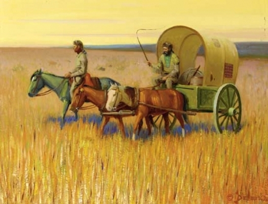 Trappers With Red River Cart