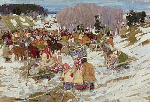 Snowy Day In A Russian Village